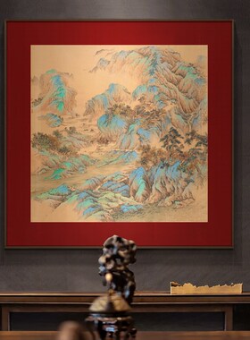 新中式客厅风景背景装饰画 酒店包厢餐厅浮雕壁饰浮雕肌理挂画