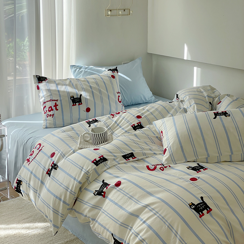 纯棉四件式全棉床单被套枕套小清新床上用品