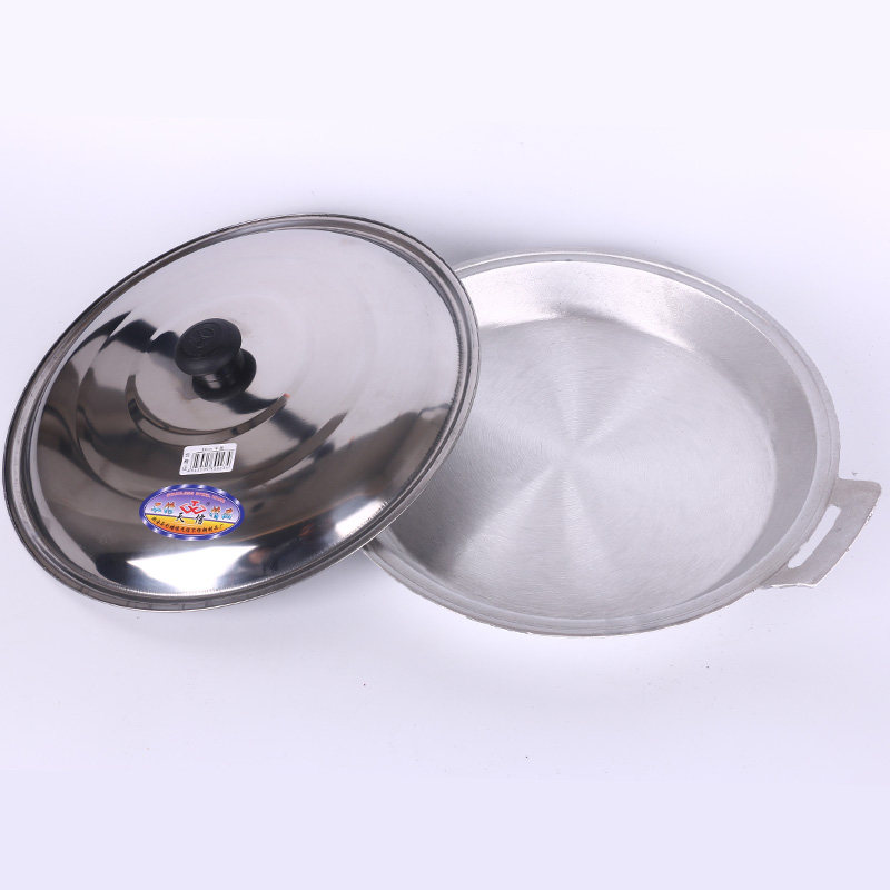 双耳铝平底锅不粘锅煎锅水煎包加厚煎饺锅炕饼锅老式铝制家用铸铝
