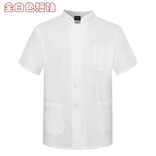 学校食堂人员工作服厨房工衣男白色厨师服装幼儿园厨师服短袖女夏