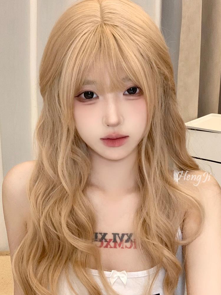 哼唧lolita假发女长发港风复古中分刘海蛋卷头羊毛卷长卷发自然