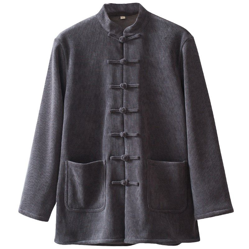 唐装男秋冬季加绒加厚外套青中年中国风中式复古男装盘扣条绒上衣,男装,唐装,淘宝优惠券,粉丝福利购,淘宝优惠卷