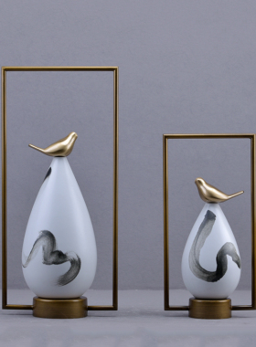 新中式陶瓷小鸟客厅摆件软装饰品酒柜电视柜酒店玄关博古架子摆设