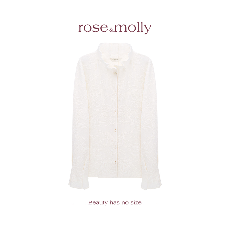 显瘦定制【雾织可可】1oo羊毛立领提花珍珠扣开衫R25AM579