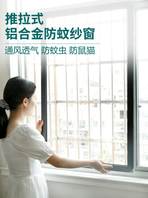 纱窗网自装防蚊防猫平移不锈钢推拉式沙窗门定制铝合金窗框金刚网