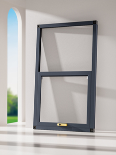 金刚网纱窗上下推拉式自装免打孔厕所铝合金定制外平开两推沙窗门