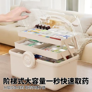 医药箱家用大容量医疗急救箱医护多层药品应急收纳盒家庭装 手提箱