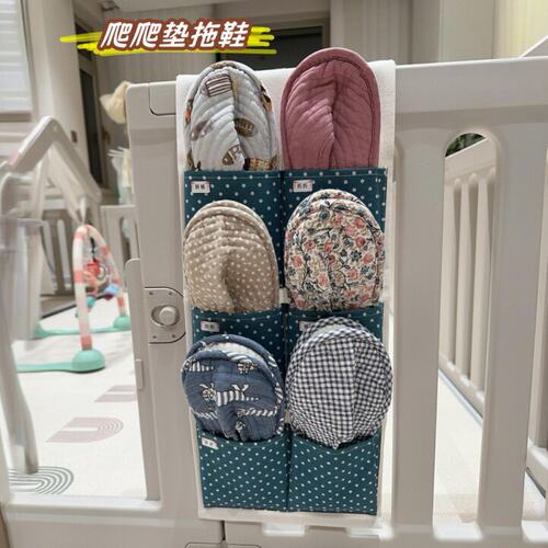 爬爬垫拖鞋地板鞋大人室内无声布底妈妈包头拖鞋纯棉布艺居家鞋套