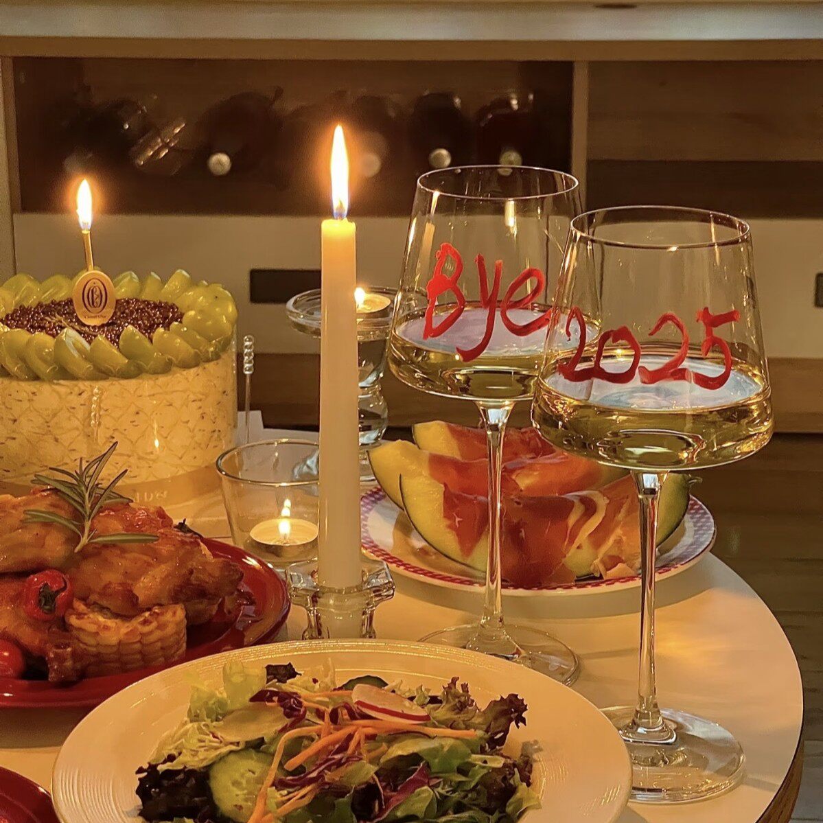 红酒杯轻奢高级感家用2026除夕夜年夜饭拍照手绘高脚杯水晶酒杯子