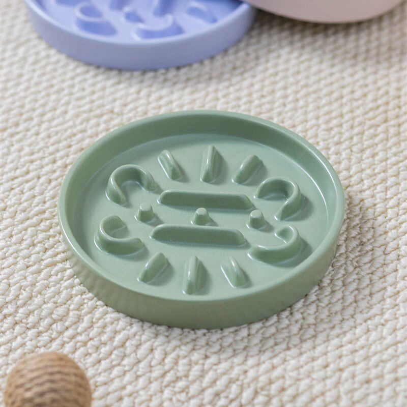卡通骨头图案陶瓷宠物碗防噎缓食猫碗狗碗防打翻慢食盘猫咪舔食盘