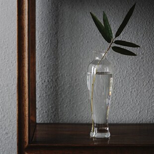 中式禅意玻璃花器观音瓶日式花插透明客厅桌面茶席搭配软装摆件