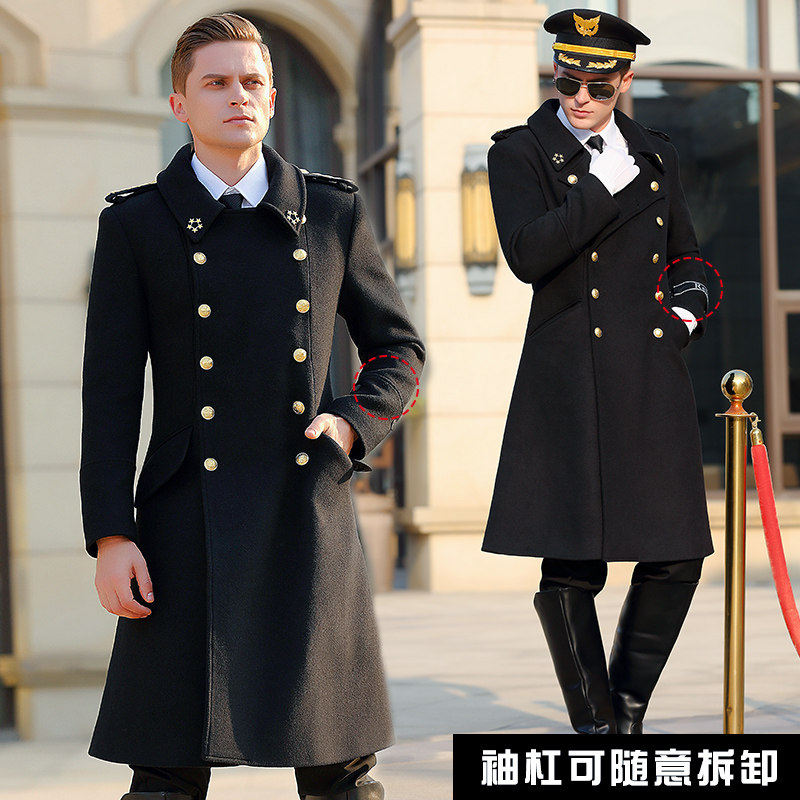 北鹰2021羊毛呢将军大衣男德系冬装制服中长版双排扣形象礼服呢子