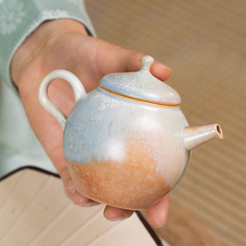 瓷八里 景德镇纯手工陶瓷 窑变釉志野烧茶壶大肚壶泡茶器功夫茶具