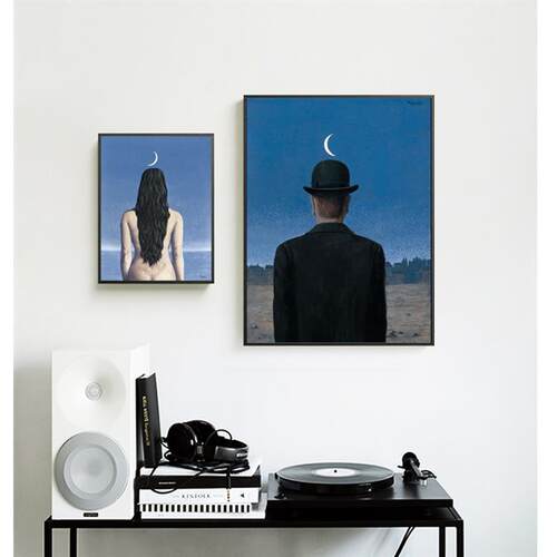 马格利特Magritte带圆顶硬礼帽的男人艺术挂画超现实主义装饰画