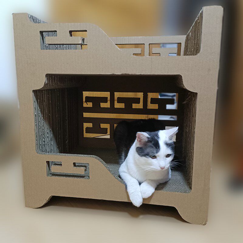 特大号古风猫床猫抓板猫窝双层爬架磨爪板猫爬架瓦楞纸一体抓板