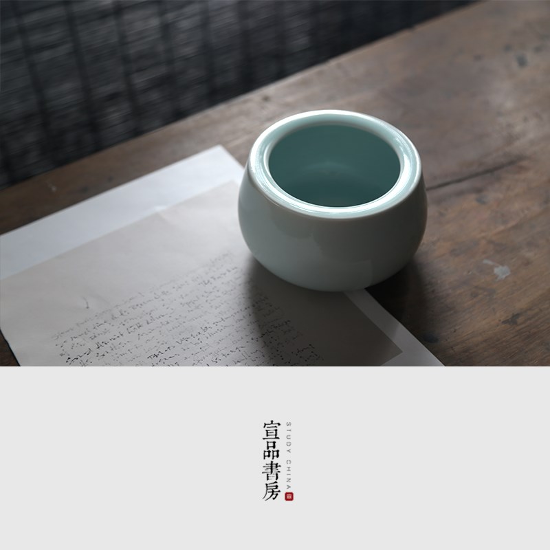 文房四宝陶瓷笔洗景德镇精美笔洗缸仿古大号多功能水盂 书法国画
