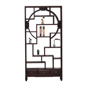 榆木博古架实木中式 多宝阁客厅隔断置物架茶柜展示架圆形简约家具