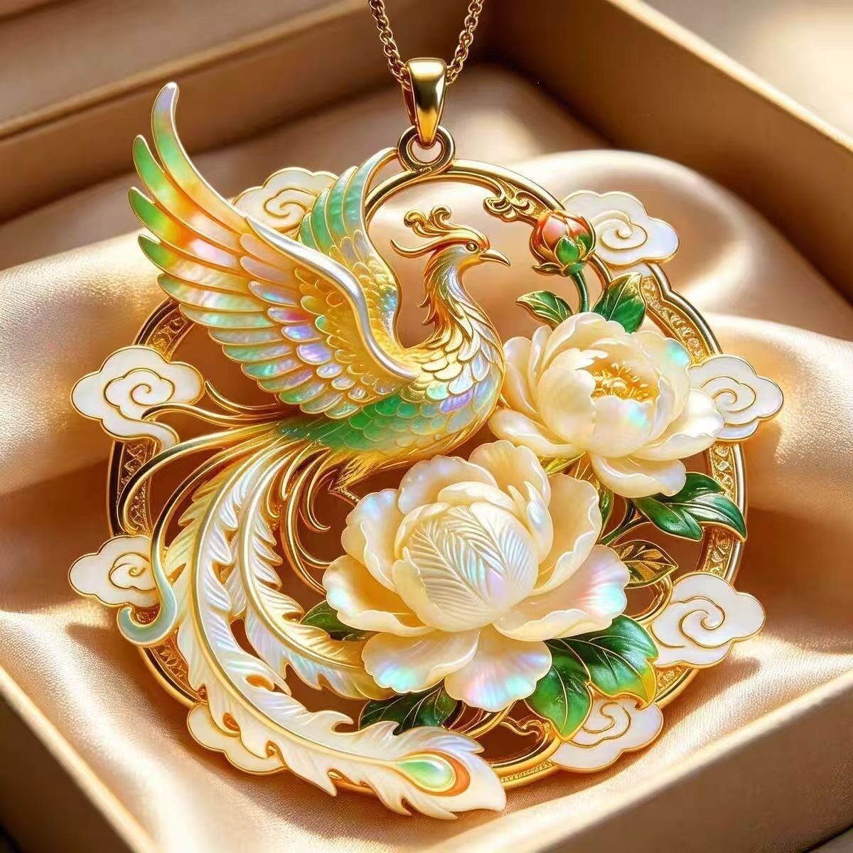 牡丹凰韵古风项链纯手工凤凰项链
