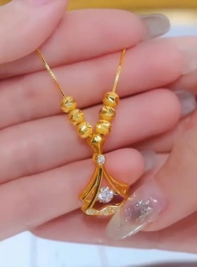 心动六福珠银杏叶锁骨链轻奢百搭