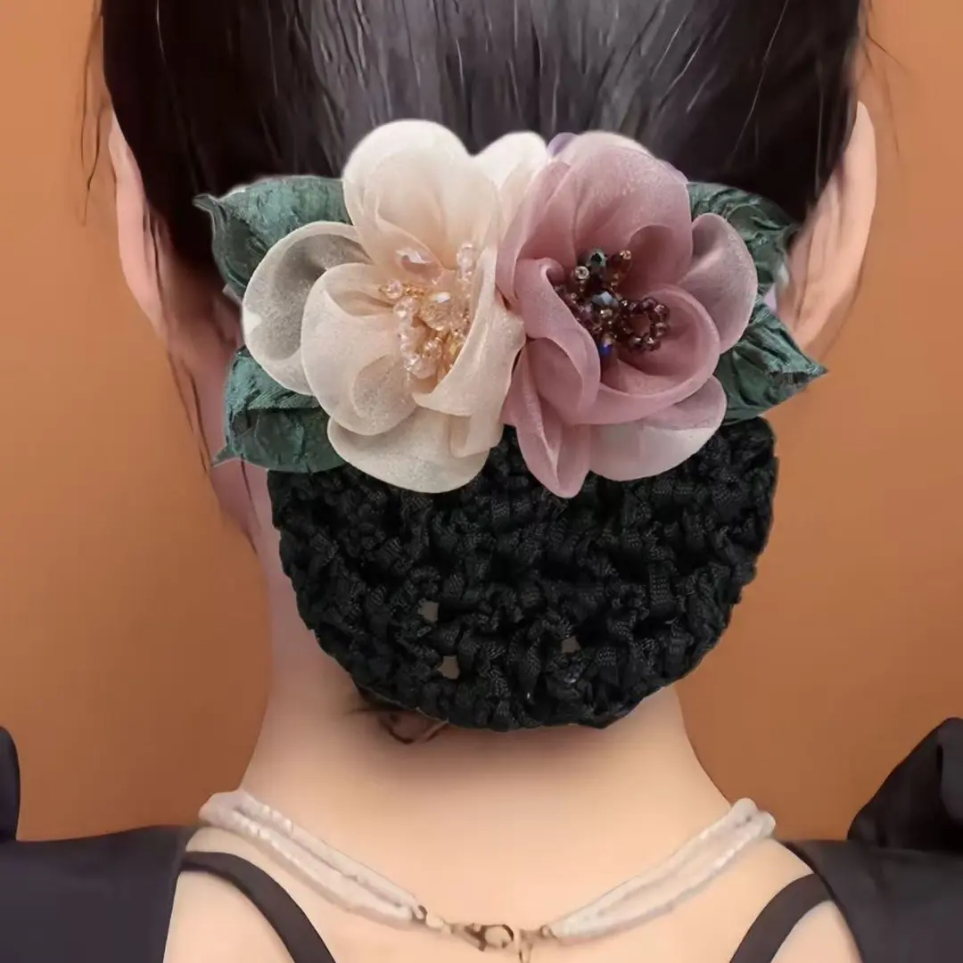 韩版气质花朵发网头花盘发网兜