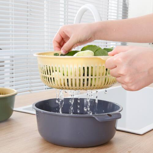 洗菜盆塑料双层沥水篮子漏盆淘米神器菜蓝淘菜盆家用厨房洗水果a