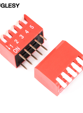 拨码开关 拨动侧拨编码DIP直插DP-2P3P4P5P6P8位2.54mm红色琴键式
