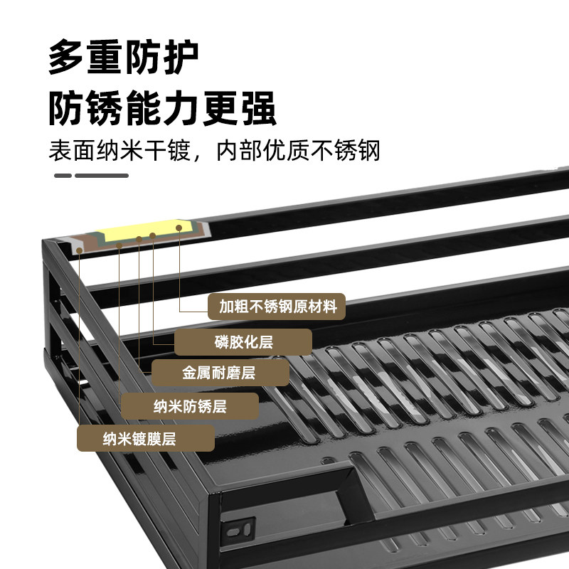 拉篮厨房橱柜304不锈钢双层抽屉式厨柜碗碟篮架缓冲阻尼轨调味篮