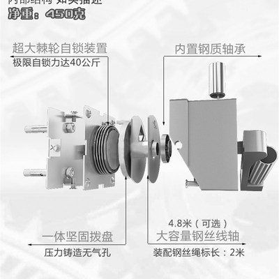 手摇升降晾衣架通用全套配件双杆式单杆升降器钢丝绳手摇器定向轮