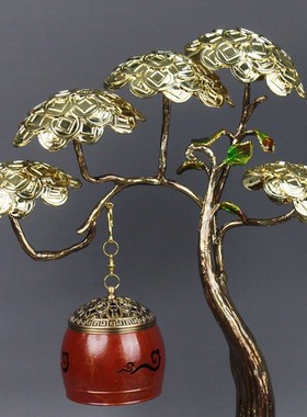 纯铜招财吊式香炉家用室内熏香摇钱树音乐檀香盘香悬挂炉大号摆件