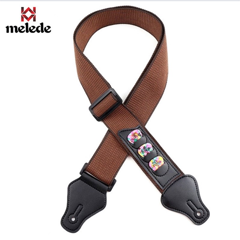新款皮头纯棉吉他背带 民谣吉它普及背带 多功能款拨片卡槽琴带