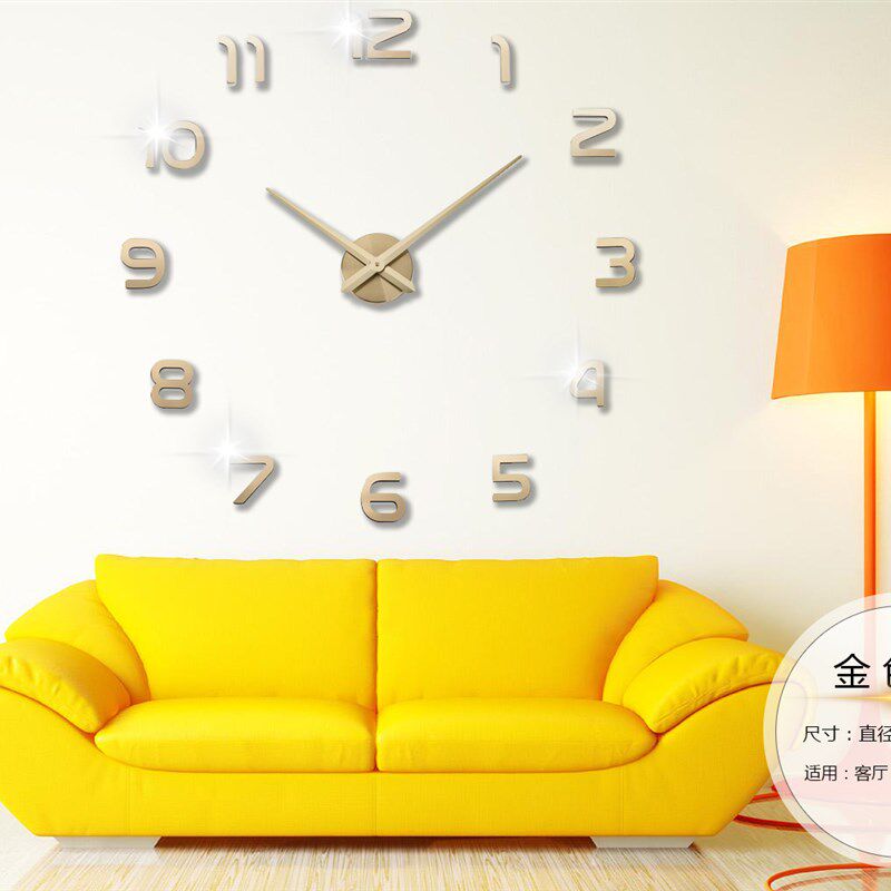 客厅大挂钟创意挂钟时尚客厅欧式现代时钟DIY卧室钟表clock免打孔