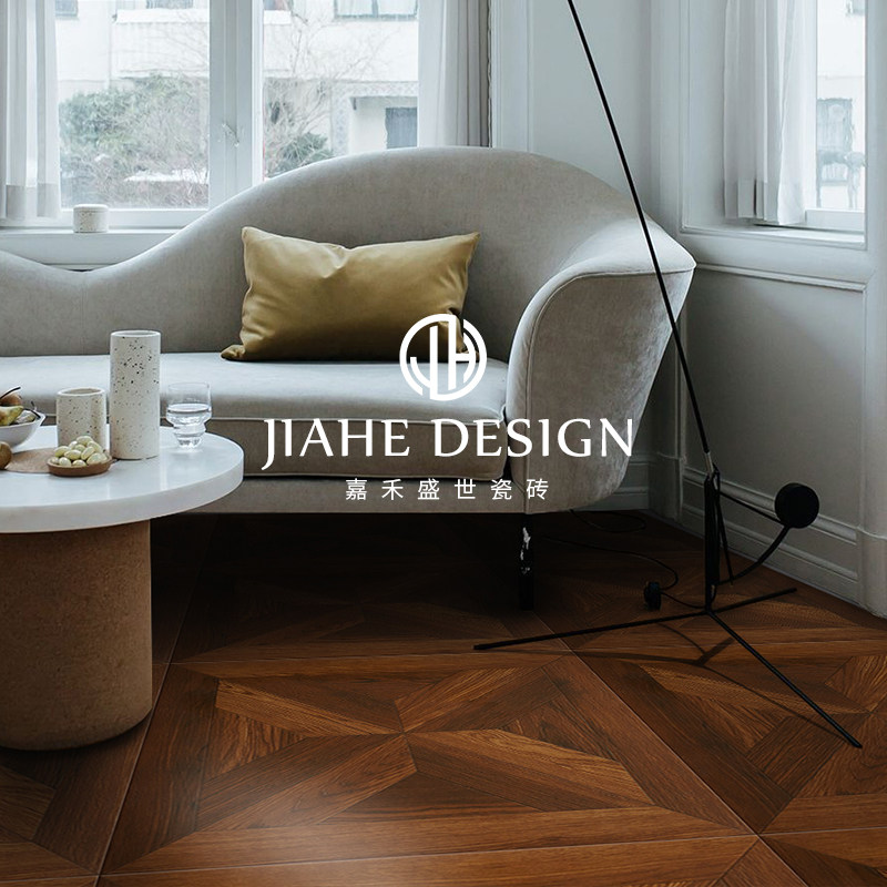 欧式复古拼花木纹砖600卧室客厅阳台厨房露台防滑地砖仿古砖瓷砖