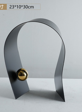 简约现代黑色金球铁艺金属拱门创意艺术摆件样板房桌面装饰摆设