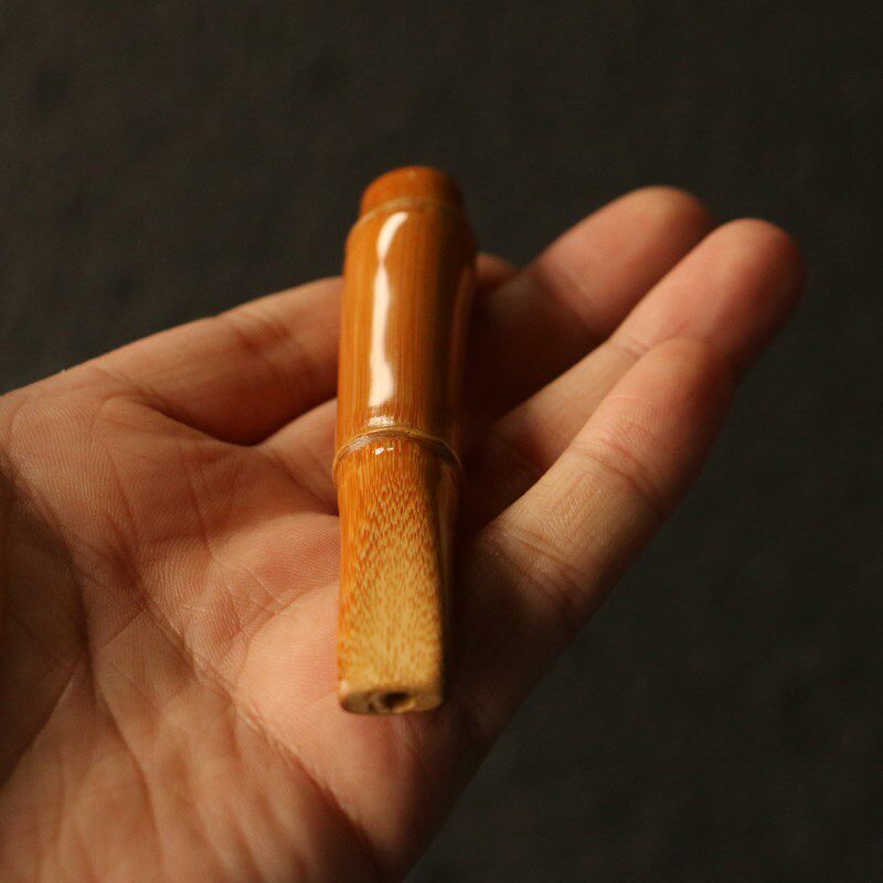 精品纯手工精磨天然多节实心竹烟嘴竹雕竹制粗烟过滤器烟斗手把件