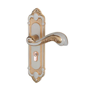 雅尔达琥珀色陶瓷白锌合金双舌大50执手门锁卧室卫生间静音房门锁