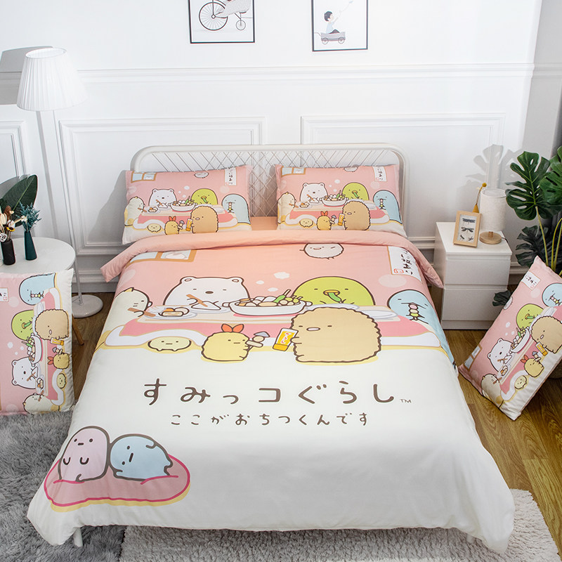 全棉角落生物卡通四件套被套三件套可爱女孩双人1.8m床纯棉少女心
