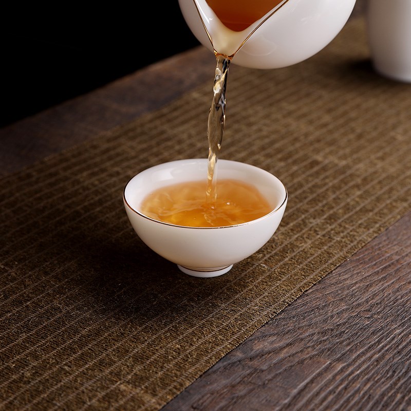 品茗杯德化纯手工描金白瓷陶瓷杯茶杯茶壶功夫茶具家用主人杯盖碗