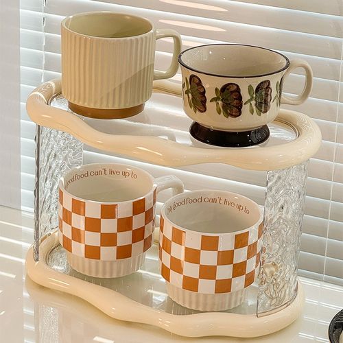 杯子收纳置物架高级感轻奢桌面杯架子餐边柜水杯架吧台茶杯放置架
