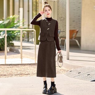 2025春季新款套裙女装时尚洋气时髦套装马甲半身裙三件套秋冬显瘦