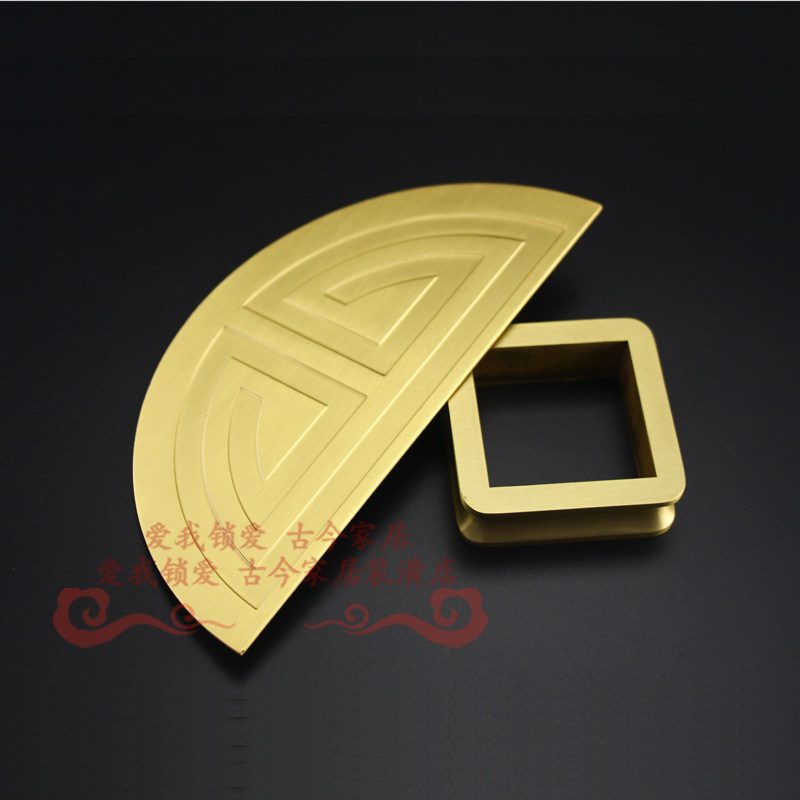 新古典床头装饰铜件半圆盘 方形铜柱新中式床头套拉手橱柜配件