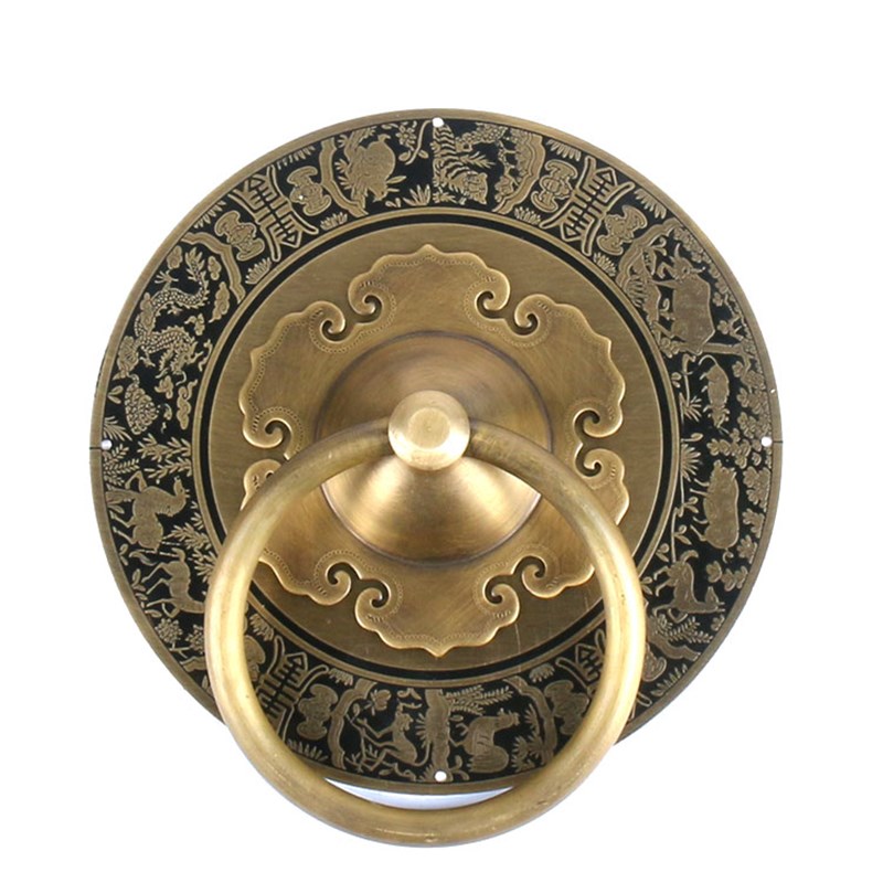 中式十二生肖纯铜门环把手仿古庭院门铜配件老式木门复古大门拉手