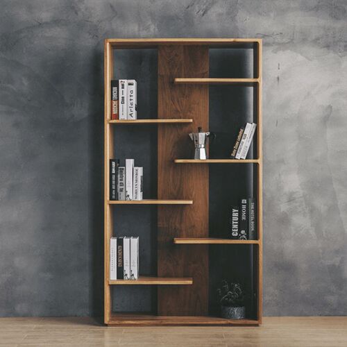 原木书架北欧办公室书房复古多功能实木书柜家用客厅落地隔断屏风