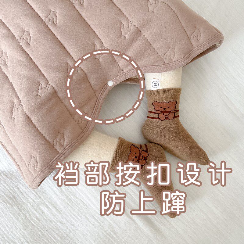 宝宝背心式睡袋秋冬季加厚夹棉婴儿防踢被子神器男童睡袍儿童睡衣