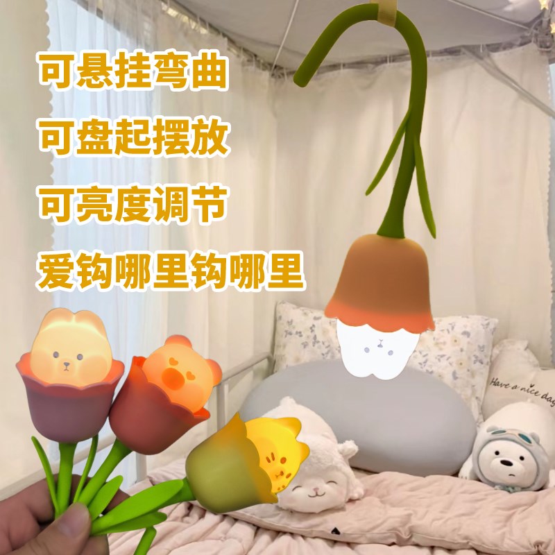 可悬挂钩式小夜灯宿舍床上铺女生寝室床帘内蚊帐内用睡觉挂灯充电