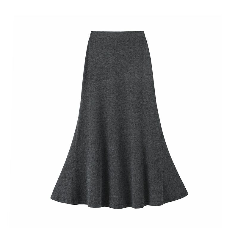 灰色针织鱼尾裙女秋冬款气质a字半身长裙高级感显瘦加厚包臀裙潮