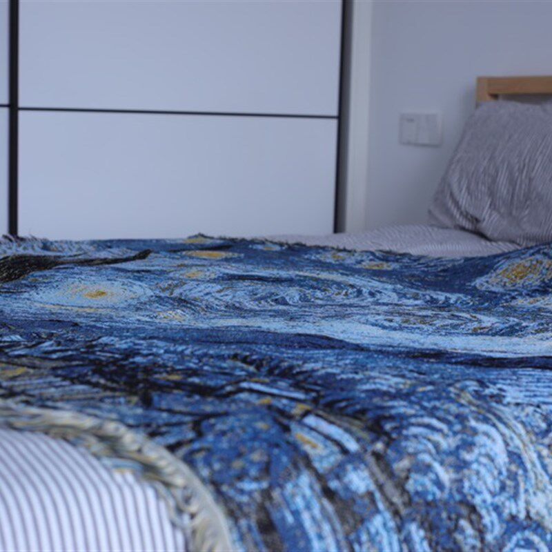 梵高星空毛毯沙发毯沙发巾挂毯装饰毯布艺地毯