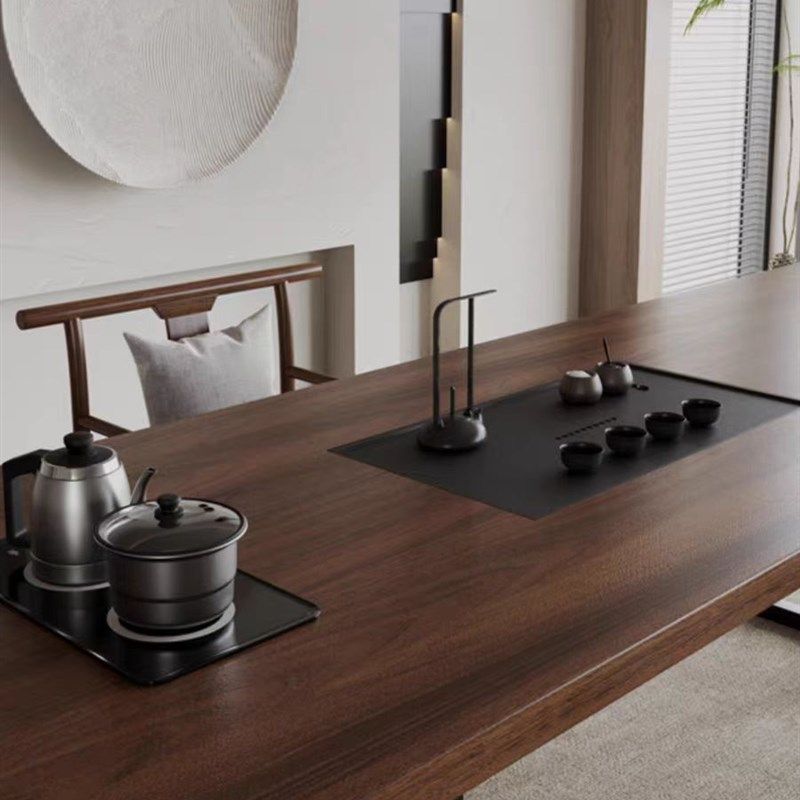 新中式实木泡茶桌椅组合新款大板茶台一体茶桌办公室客厅泡茶桌椅