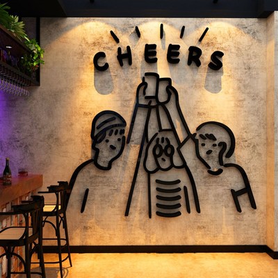 网红打造卡点拍照区清吧小酒馆装饰场景布置烧烤店墙面创意工业风