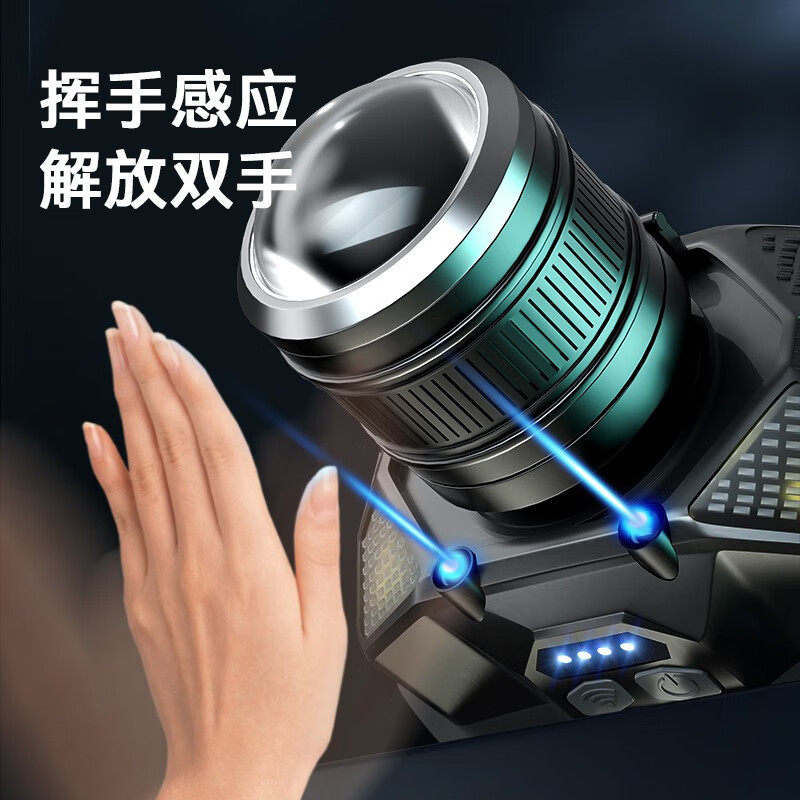沃尔森升级款W81s红外感应头灯充电超长续航远近双光源夜钓矿灯帅