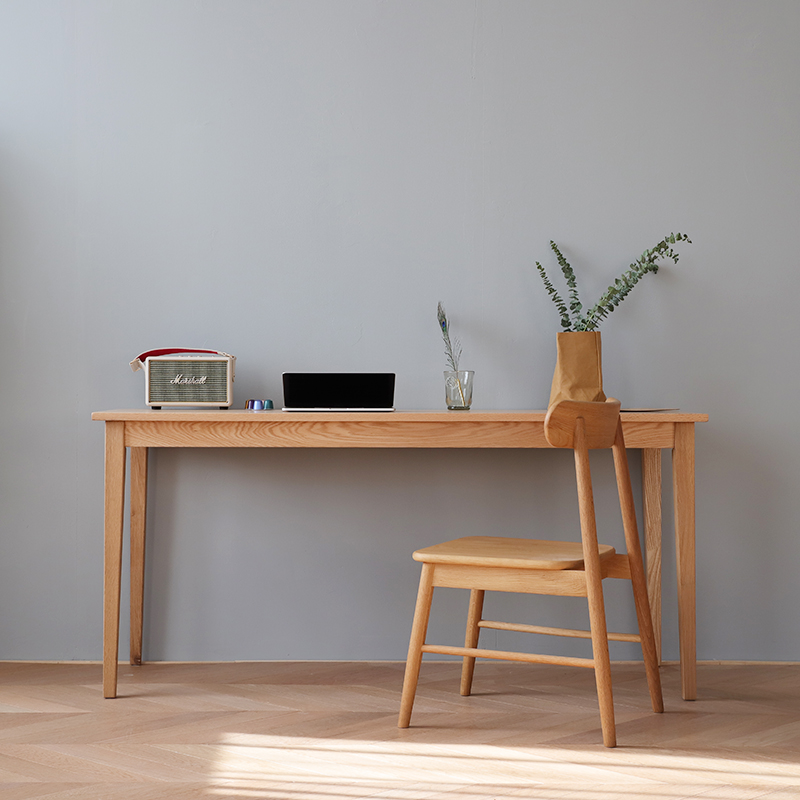 实木橡木书桌北欧简约黑胡桃木电脑桌工作台写字桌家用桌子书法桌